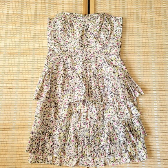 NWT J.CREW Floral Strapless Ruffle Dress - Picture 1 of 6
